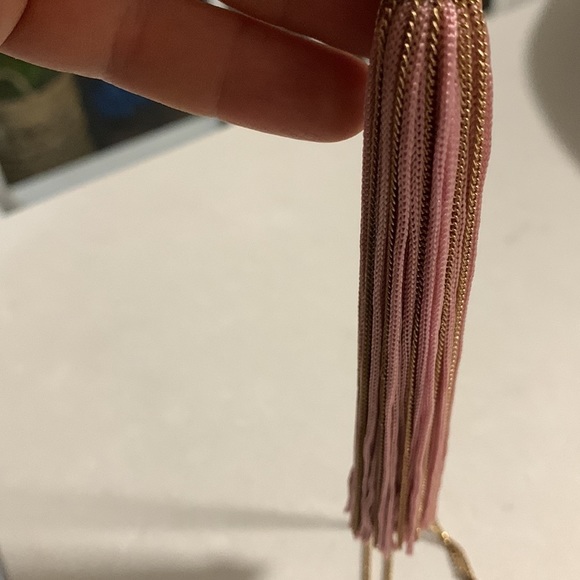 COLORFUL Tassel Necklaces pink and gold color 15” chain, 6” tassel - Picture 4 of 5